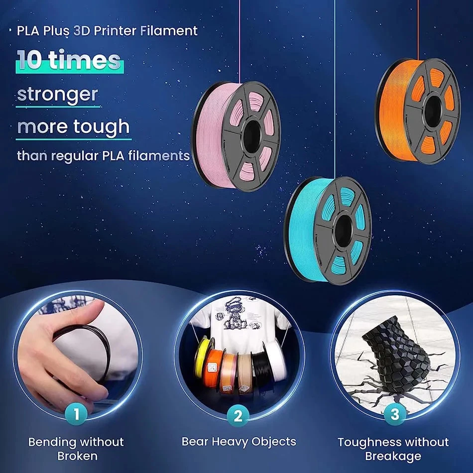 Filamento PLA 5/6 rollos plus para material de impresión 3D colorido FDM cuidadosamente herido Foto 3 de 4