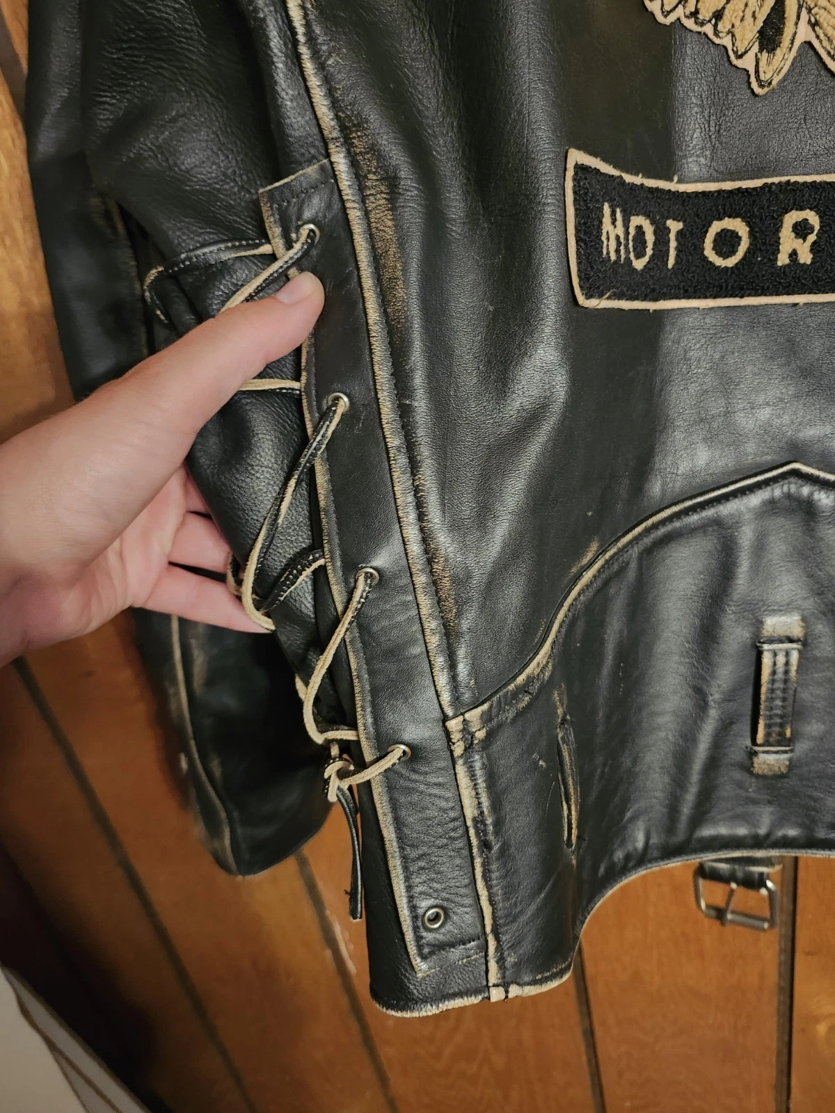 Vintage Indian Motorcycle Iron Horse Distressed Leather Jacket XXL Made In USA - product detail image 9