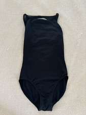 Women  s small ballet leotard, Mirella, black, boatneck, criss cross back