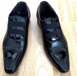 black patent slip on shoes