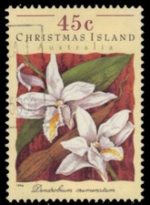 CHRISTMAS ISLAND 363e SG396 - "Dendrobium crumenatum" Orchid pa77500