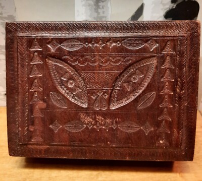 Tuareg Leather Covered Wooden Box, Lined, Handmade, Signed, Vintage Mid-Century 
