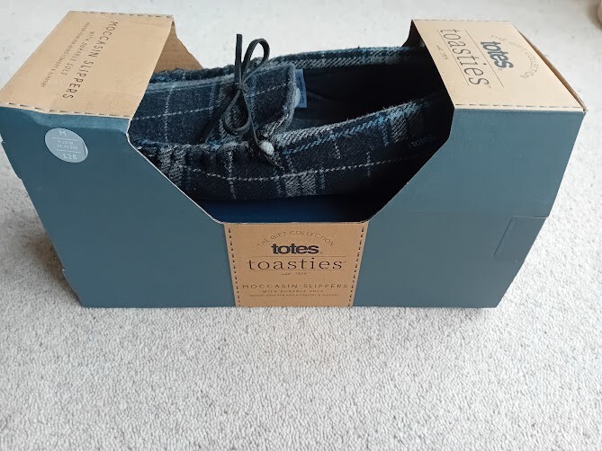 SAOLA Totes Memory Foam Suola Durevole Mocassino Ciabatta Grigio Scuro Check 9 10(M) Nuovo 028