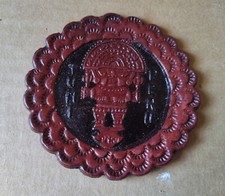 6 Thick Peruvian Tooled/Embossed Leather Coasters in Leather Holder