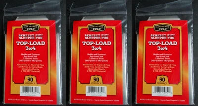 150 Cardboard Gold Perfect Fit Sleeves for Top-Load 3x4 from 140-190 Pt Bag
