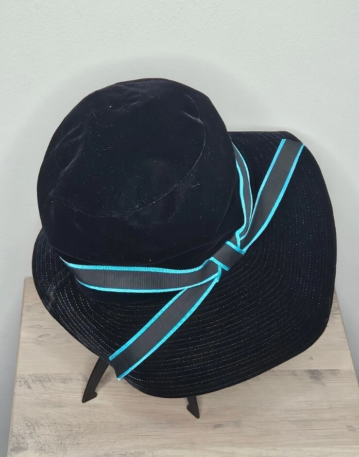 Sombrero cubo ala extra grande Lilly Dache terciopelo negro vintage años 60 Foto 4 de 4