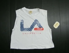Dirtee Laundry Sleeveless Crop Shirt Girls Size Large White California Print NWT