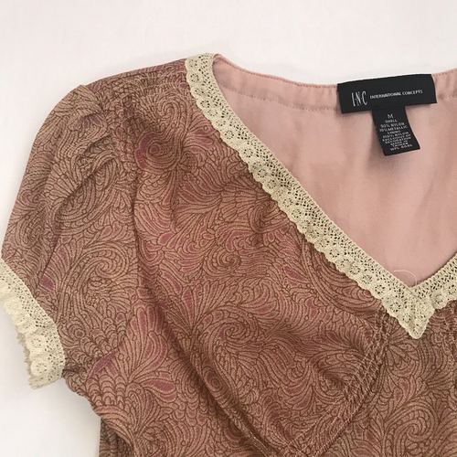 Vintage Y2K INC Babydoll Top Medium Lace Fairy Grunge Coquette Glitter Peasant - Picture 3 of 14