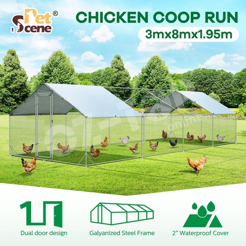 Chicken Coop Dog Pet Enclosure Rabbit Hutch Run Walk In Chook Pen Cage