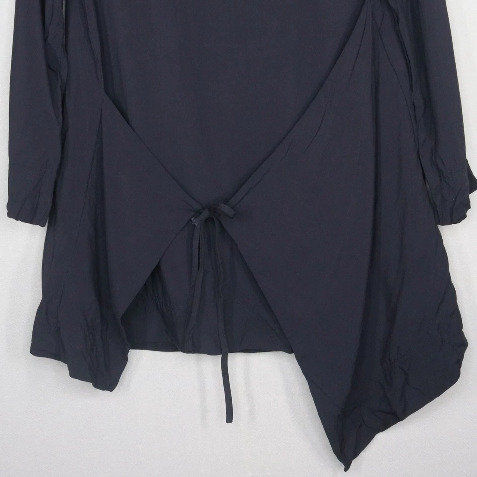 COS Wrap Top Womens Size 8 Matte Navy Blue Asymmetric 3/4 Sleeve Contemporary - Image 2 of 4