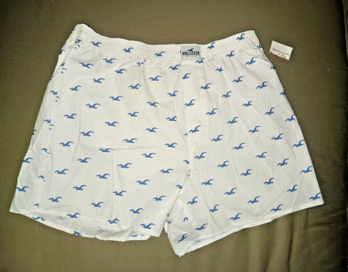 MENS HOLLISTER White Boxers with BLUE SEAGULL BOXER SHORTS SIZE M | eBay