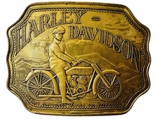 VTG Harley Davidson Brass Belt Buckle Montauk Silver Co Made In England Damaged
