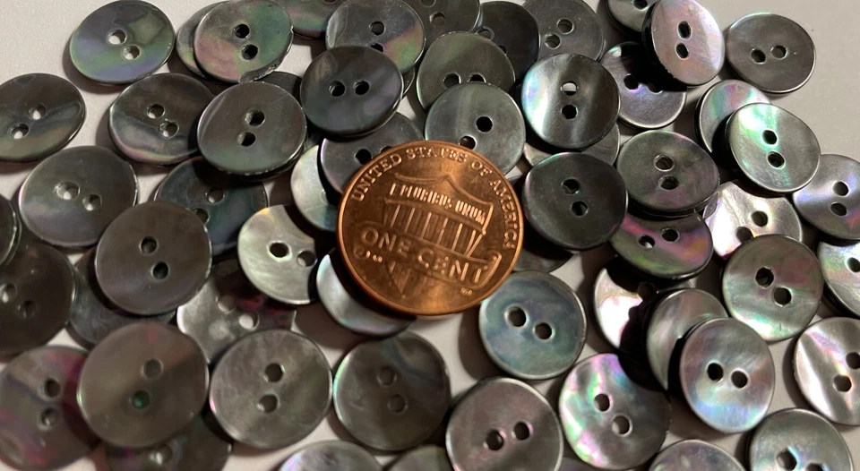 8 PIEZAS Solo Pequeños Gris Oscuro Iridiscente MOP Abulón Shell Botones 11mm 7/16" 13560 Foto 4 de 4