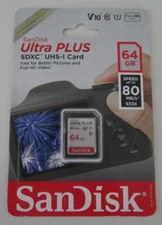 SanDisk Ultra Plus Class 10 SDXC UHS-I Card 64GB NEW