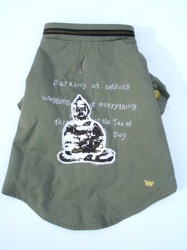 Dog Coat Insulated Organic Cotton Buddha "The Tao of Dog" Size Small