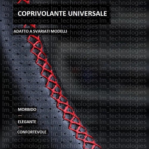 Coprivolante universale in pelle da cucire Nero filo Nero volante auto 37 38 cm - Foto 6 di 18