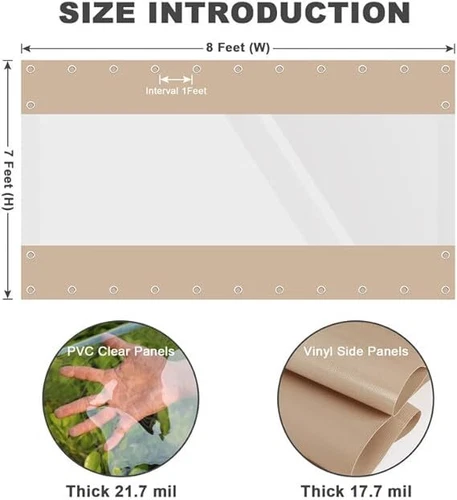 Outdoor Klar PVC Plane Vorhang Wasserdicht Schwerlast Terrasse Regenfest Vorhang USA - Bild 21 von 25