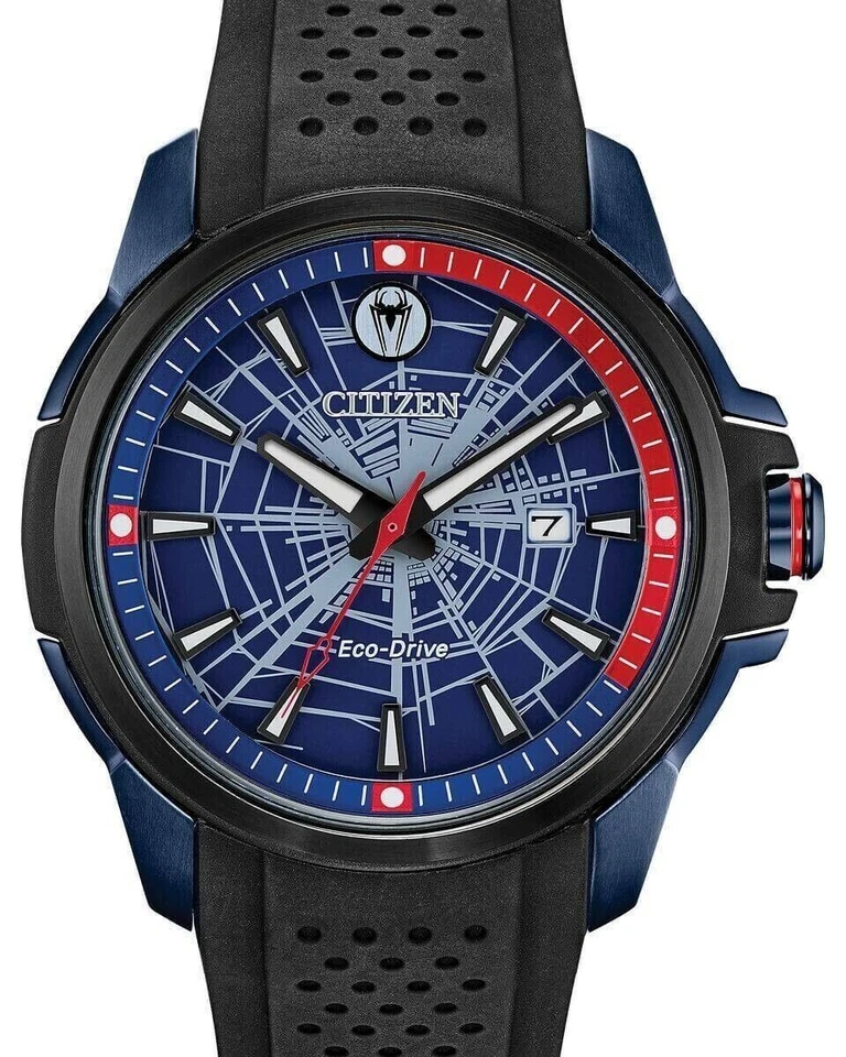 *Nuevo en Caja* Reloj Citizen Spider-Man Para Hombre AW1156-01W 44mm Correa Foto 2 de 3