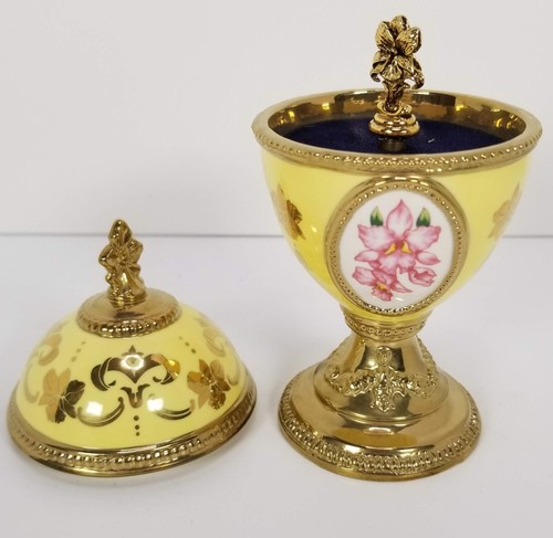 Caja de Música Franklin Como Casa de Fabergé Flor Huevo ORQUÍDEA Toca Tchaikovsky - Imagen 3 de 13