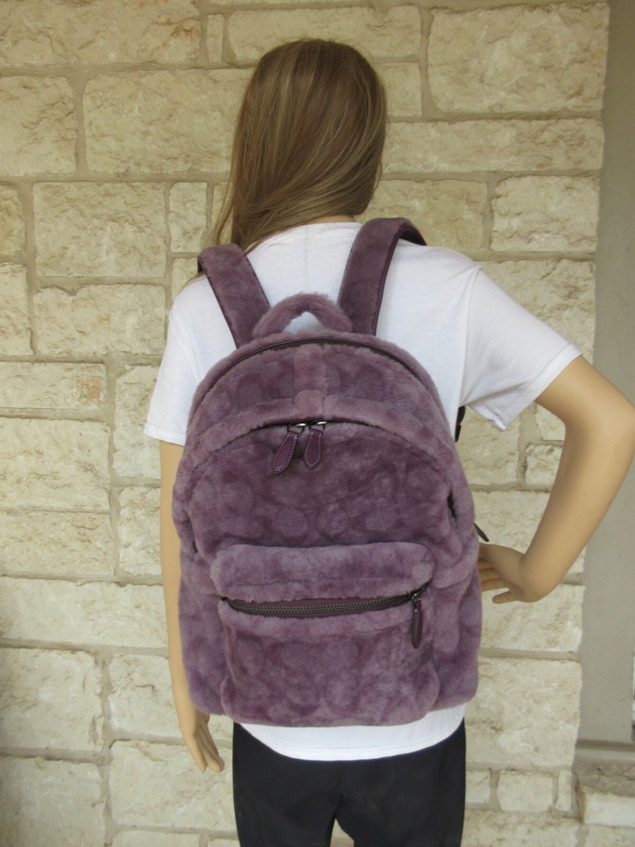 NEW COACH Signature Shearling Charter Backpack, Pouch, SET  display picture 3