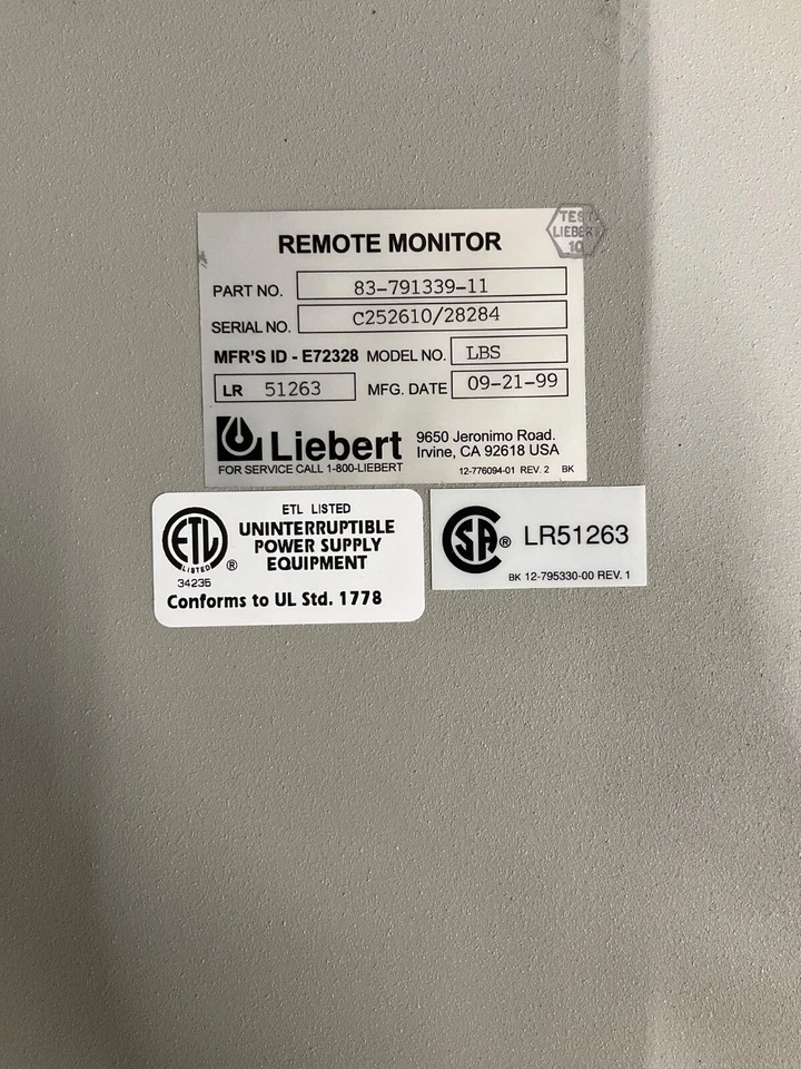 Panel remoto de sincronización de bus de carga extendida Liebert (ELBS) 83-791339-11 Foto 3 de 4