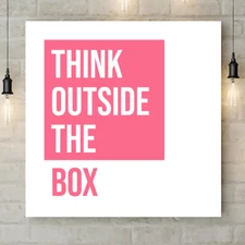 Think Outside the Box pink - Typographic Art - Canvas Rolled Wall Art Print