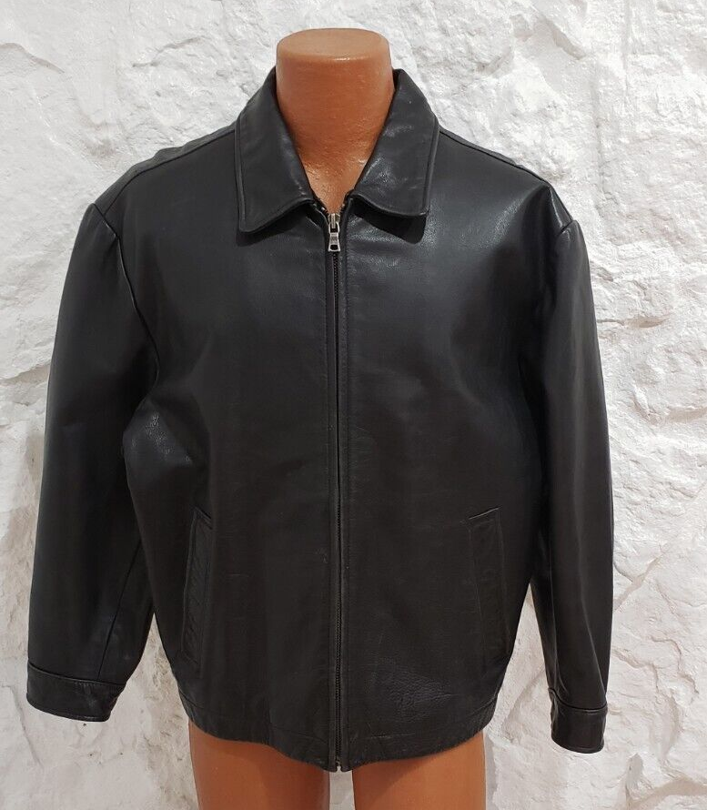 Men's Banana Republic Black Leather Full Zip Jacket Sz Large | eBay