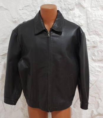 Men's Banana Republic Black Leather Full Zip Jacket Sz Large | eBay