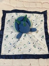 Cloud Island Baby Lovey Dinosaur Security Blanket Blue Green Satin Trim Plush
