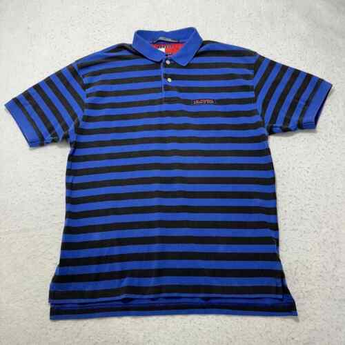 Tommy Hilfiger Men's Medium Short Sleeve Polo Athletic Gear Striped Shirt Blue - Picture 1 of 12