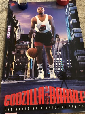 Vintage Rare 1992 NBA Godzilla Vs Barkley Nike Poster 23