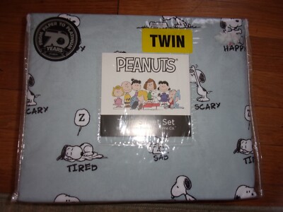 PEANUTS Snoopy emotions twin size sheet set NEW 70th Anniversary Berkshire Co.