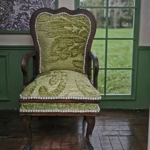 1/6 Scale Dolls House Miniatures Green Furniture Unfinished Single Sofa Vintage* - Picture 2 of 16