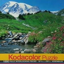 Kodacolor PUZZLE EDITH CREEK 1000 Piece Mt. Ranier WA Flowers 1991 NOS RoseArt