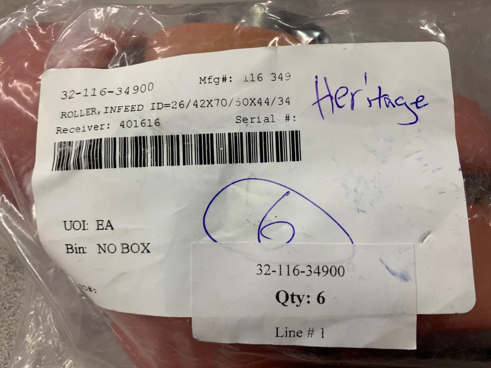 НОВЫЙ БЕЗ КОРОБКИ ЛОТ ИЗ 6 РОЛИКОВ ПОДАЧИHERITAGE 32-116-34900 - Изображение 3 из 4