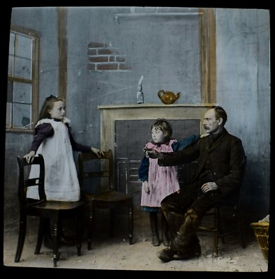 ANTIKES magisches Laternendia DER MANN DER VERWÖHNTE NR 26 UM 1910 FOTO EDWARDIANISCHE GESCHICHTE