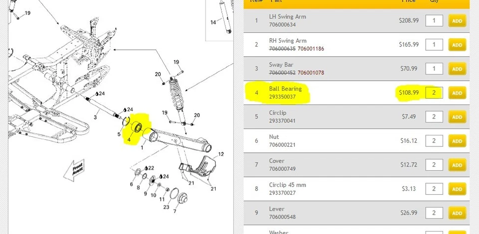 Independent Rear Suspension Bearings *Pair* Can-Am Outlander Renegade 293350037 - Image 2 of 4