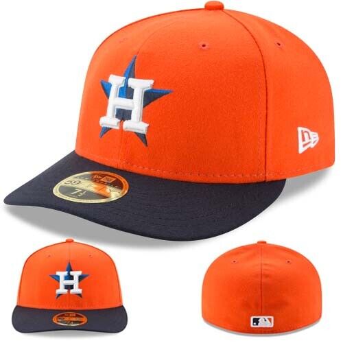 New Era Houston Astros Orange Fitted Hat MLB Official 2 Tone Low Profile ALT Cap - Afbeelding 1 van 7