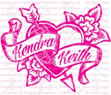 Custom Yeti Sized Tattoo Hearts Decal With Names Vinyl Decal Sticker Couples