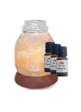 Himalayan Salt Aroma Diffuser Lamp with 3 Tea Tree Essential Oils - Spa Gift Set