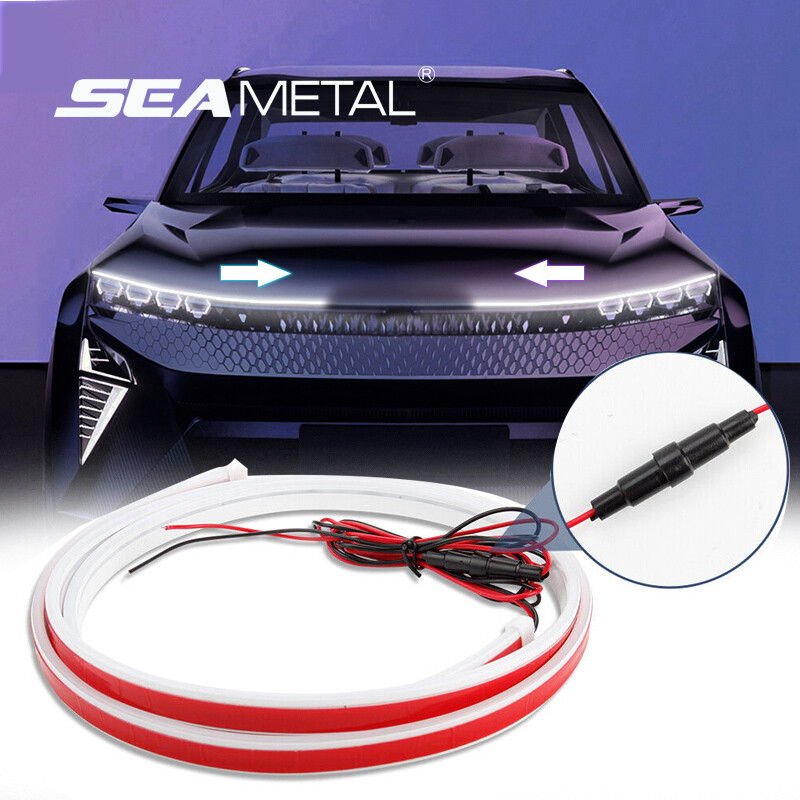 2023 Dynamic Scan Start Up Hoodbeam Kit, Exterior Car LED Strip, Flexible Car Hood Light Strip, LED Lights For Car, Waterproof Daytime Running Lights For Cars, Suvs, Trucks (White, 200cm(80 Inch)) In - Foto 7