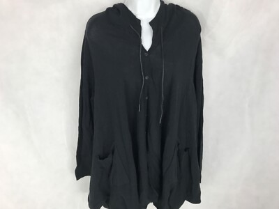$450 NWT Rundholz Black Label Black Cotton Hooded Cardigan Sweatshirt Size L