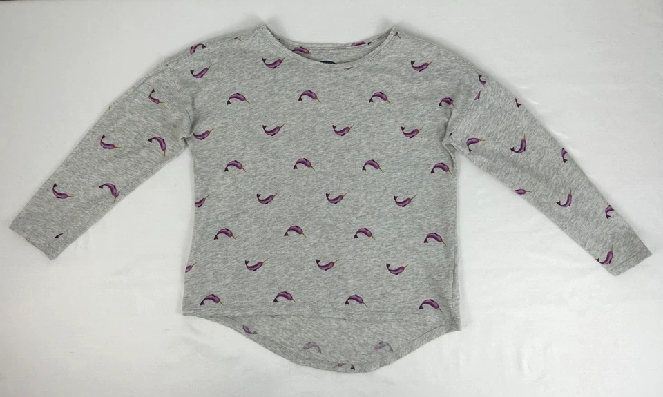 Girl's Old Navy Long Slv T-shirts,  Lot of 2, Red/Pegasus & Gray/Narwhal, Sz M 8 - Image 4 of 4