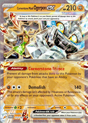 Cornerstone Mask Ogerpon Ex | 112/167 | Twilight Masquerade | Mint | Pokemon TCG Cornerstone Mask Ogerpon Ex | 112/167 | Twilight Masquerade | Mint | Pokemon TCG