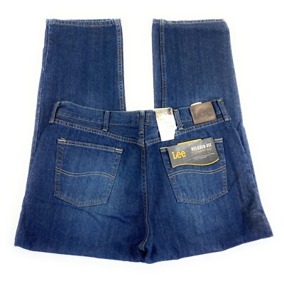 NWT Lee Men's Relaxed Fit Straight Leg Light Distress Denim Blue Jeans 40x30