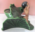 Rare Vintage MCM Ceramic Planter Man Big Green Koi Fish Hoop Earrings Hawaiian — photo 3