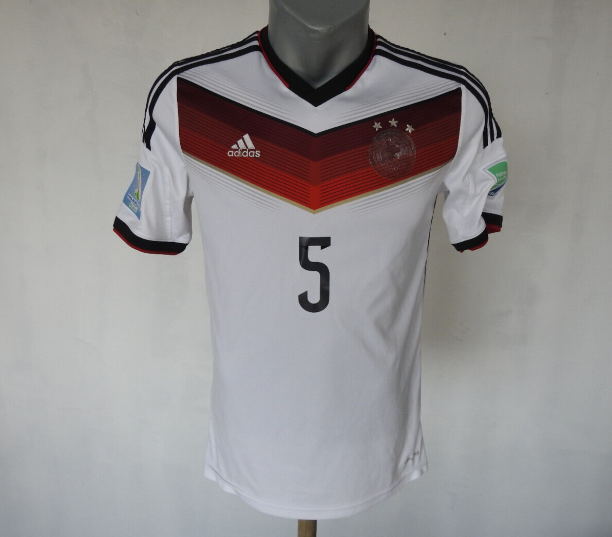 Germany WC 2014 Home Jersey #5 Hummels Adidas White Shirt Size