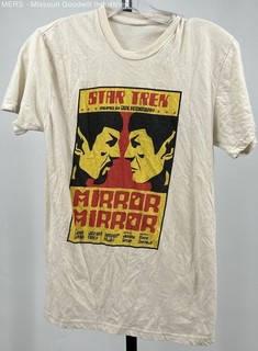 Star Trek Men Cream Red Yellow Graphic Mirror Mirror Short Sleeve T Shirt Size