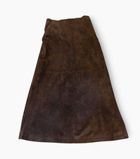 Preswick Moore Brown Genuine Leather Ankle Length Skirt Zip Size 12
