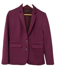 ANN TAYLOR NOTCHED TWO BUTTON DOUBLE KNIT BLAZER JACKET PLUM SZ 0